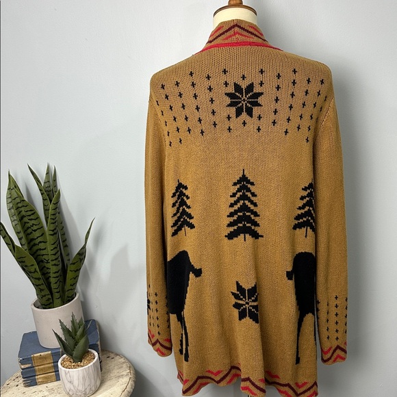 Modcloth Deer Stag Open Draped Cardigan Sweater Size 2X - Picture 5 of 9